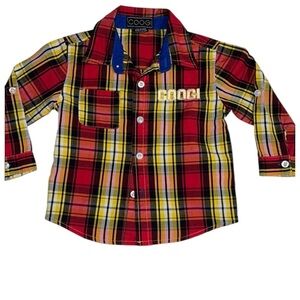 COOGI Kids Plaid Button Down Shirt - Red, Yellow, and Blue size 24M